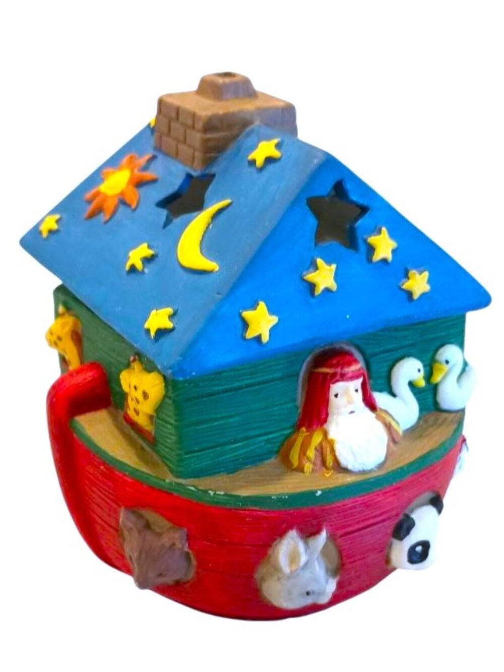 Vintage Porcelain Noahs Ark Luminary Night Light Childrens Baby Decor Christmas